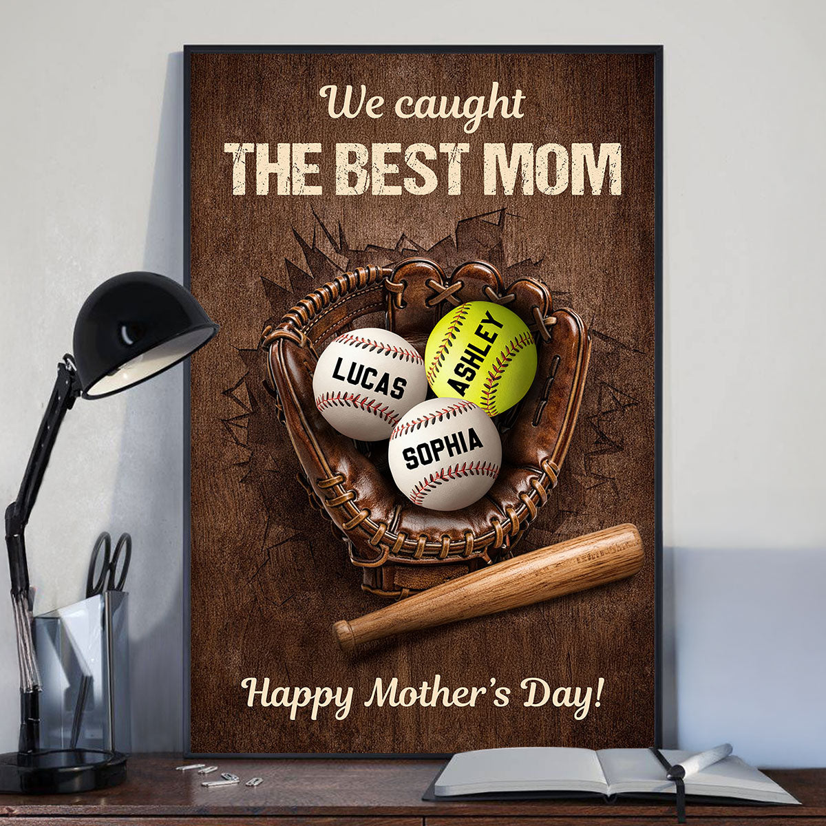 Happy Mother's Day Baseball Mom - Personalized Poster - Heartfelt Mother's Day Gift for Mom, Wife
