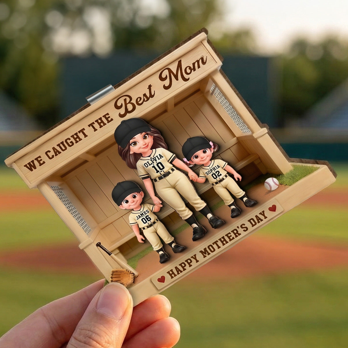 We Caught The Best Mom Baseball Dugout - Personalized Car Visor - Mother's Day Gift For Baseball Mom