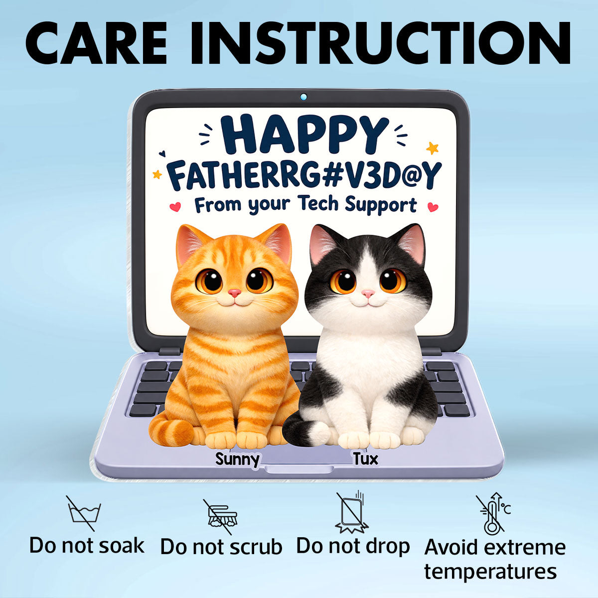 Cute Fluffy Cats Happy  From Tech Support 2D Flat - Personalized Acrylic Block Plaque - Funny  Gift For Cat Dad, Cat Lovers