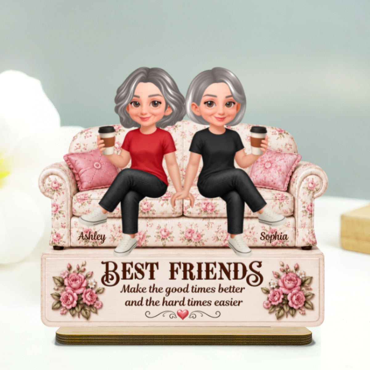 Besties Forever Best Memories Together - Personalized 2-Layered Wooden Plaque - Birthday Gift, Gift For Best Friends