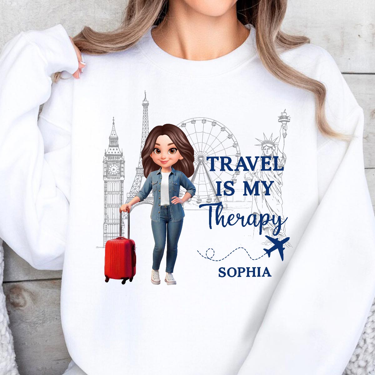 Man Woman Travel Is My Therapy - Personalized Shirt - Gift for Travelers