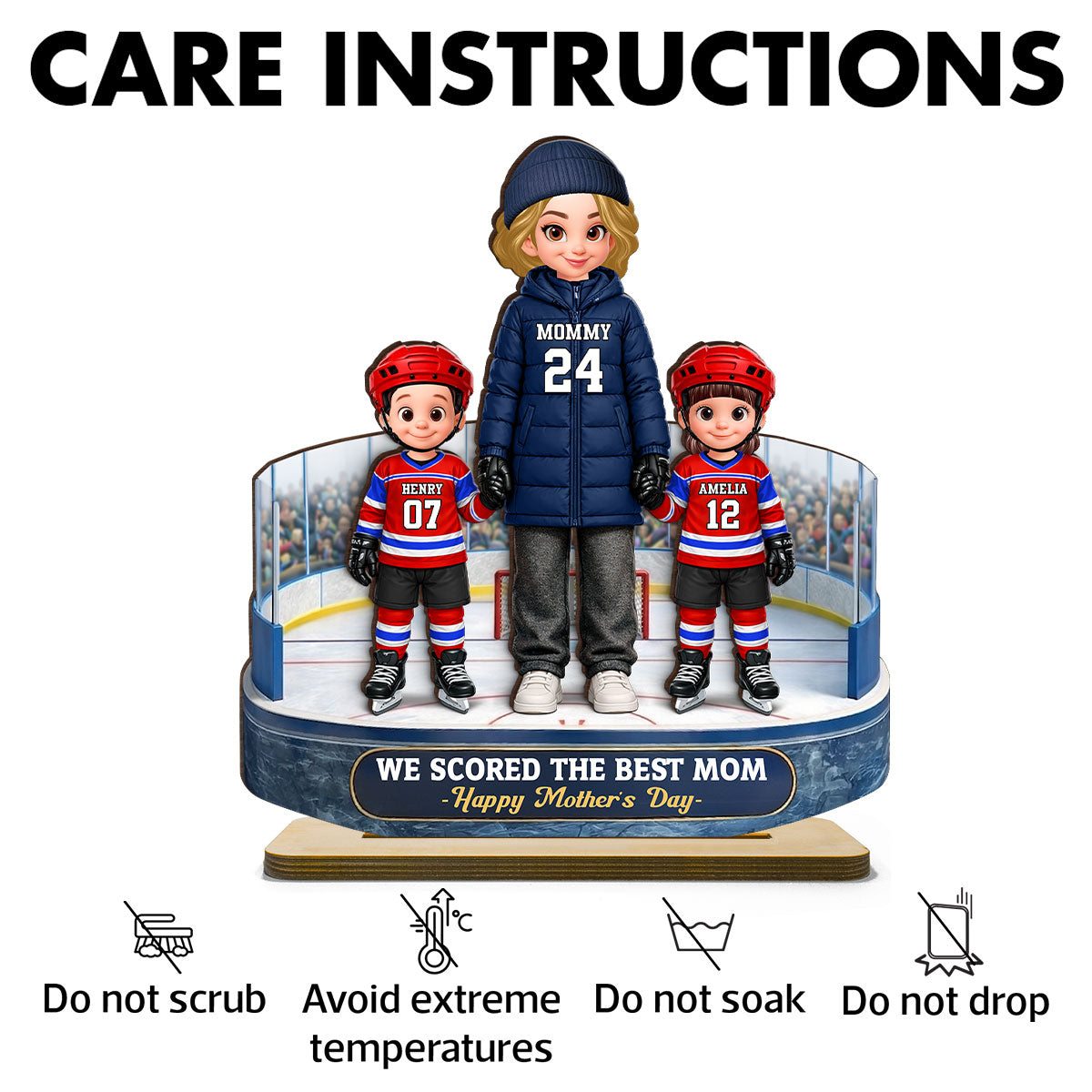 Best Hockey Mom And Kids On The Ice - Personalized 2-Layered Wooden Plaque - Mother's Day Gift For Hockey Mom, Gift For Wife