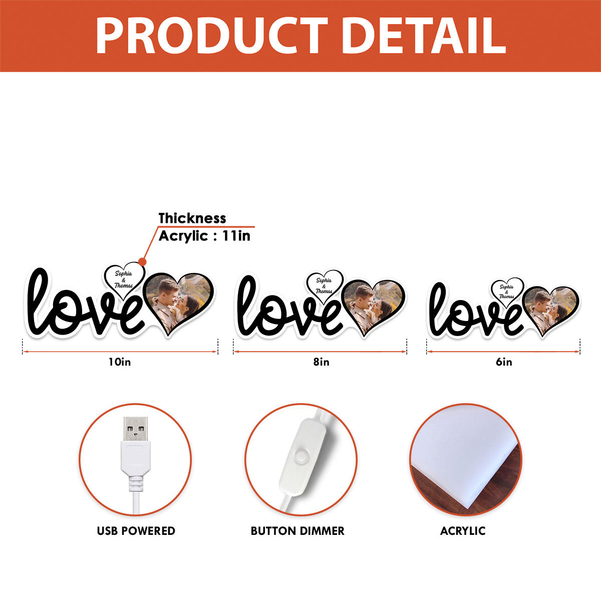 Couple Love Custom Photo - Personalized Light Box - Valentine's Day Gift For Him or Her