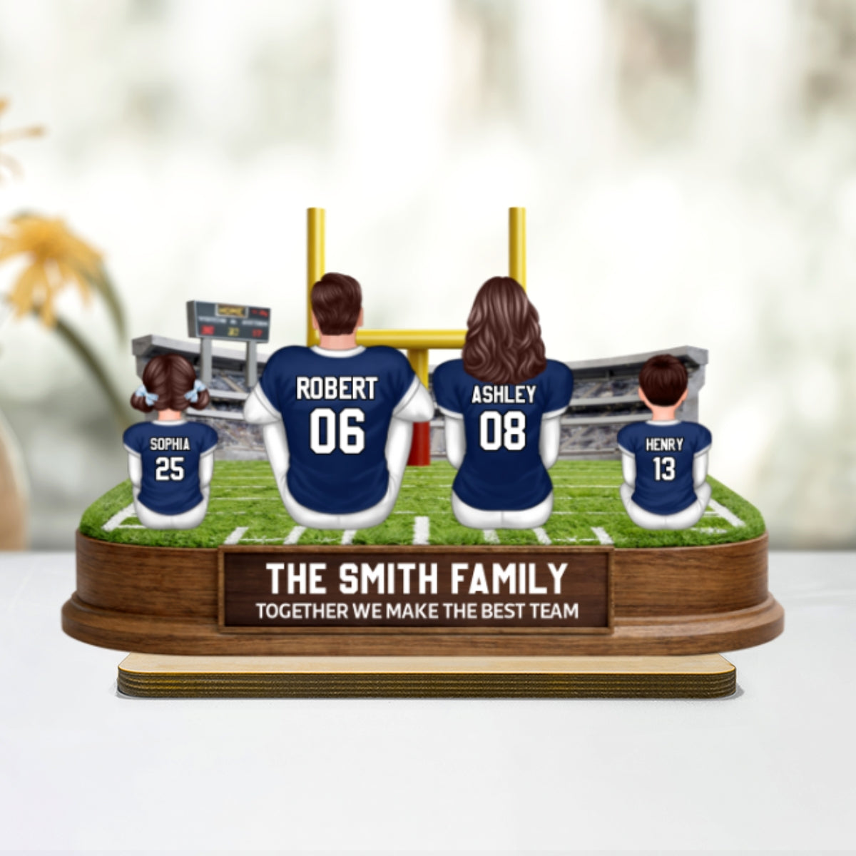 Together We Make A Winning Team Football Family - Personalized 2-Layered Wooden Plaque - Gift For Mom, Dad, Family