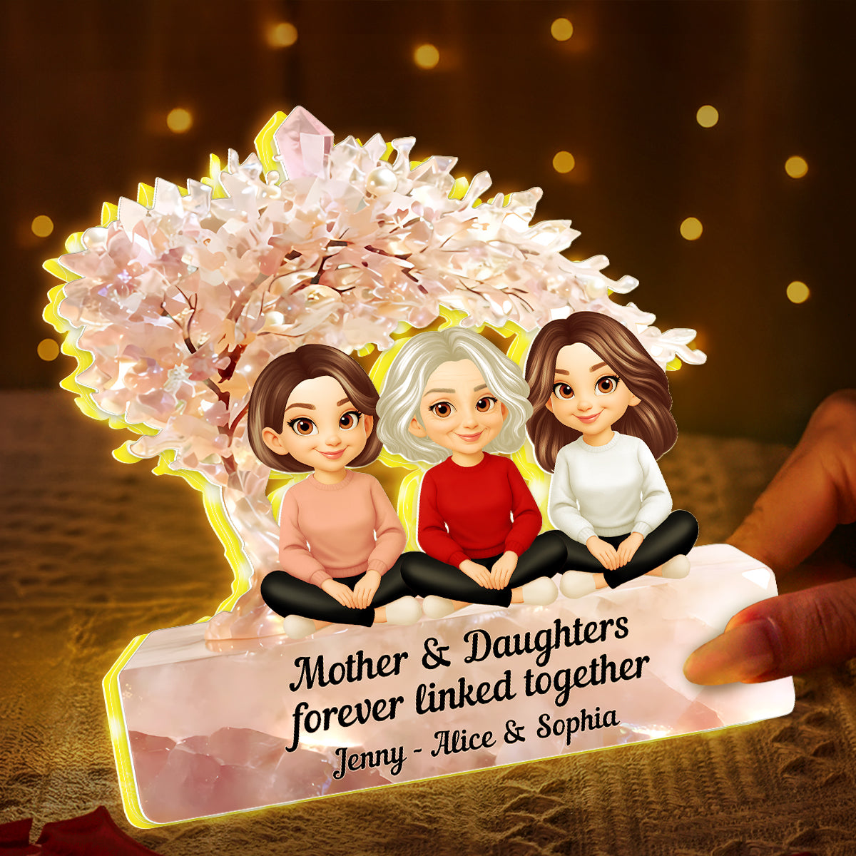 Mother And Daughter Forever Linked Together - Personalized Light Box - Heartfelt Gift For Mom, Grandma