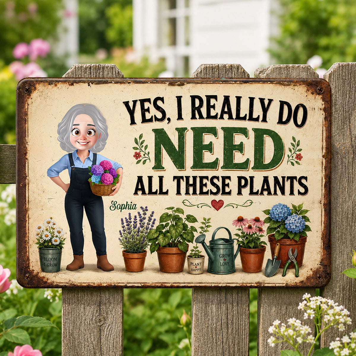 I Do Need All These Plants Gardening Girl - Personalized Garden Metal Sign - Home Garden Greenhouse Outdoor Decor