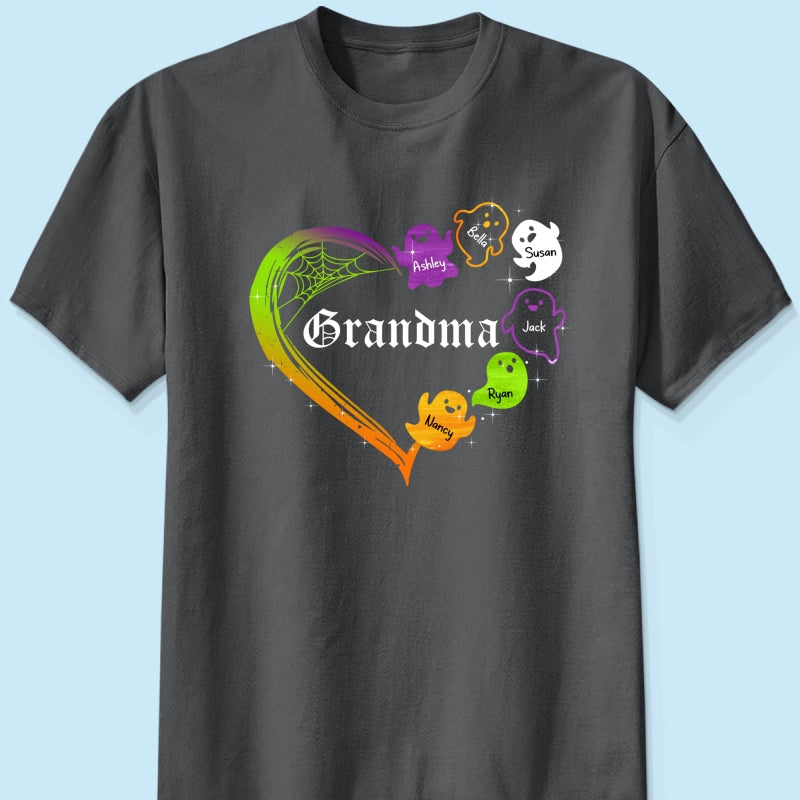 Grandma Boo Crew Heart Halloween Personalized Shirt