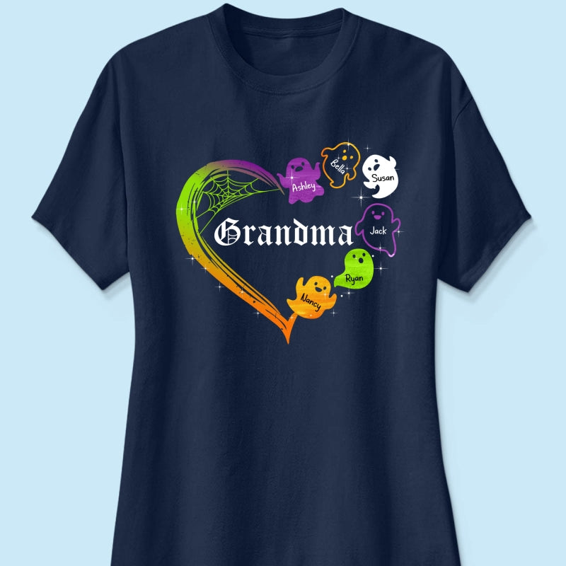 Grandma Boo Crew Heart Halloween Personalized Shirt