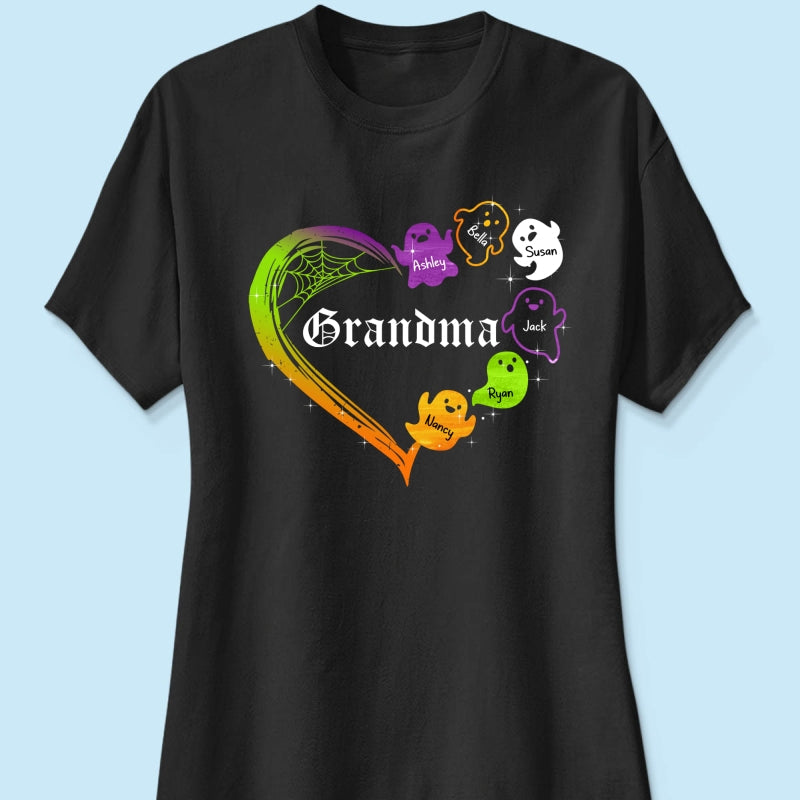 Grandma Boo Crew Heart Halloween Personalized Shirt