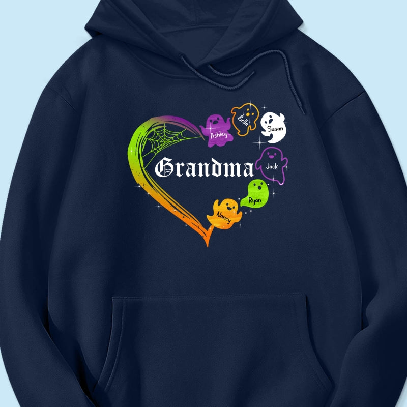 Grandma Boo Crew Heart Halloween Personalized Shirt