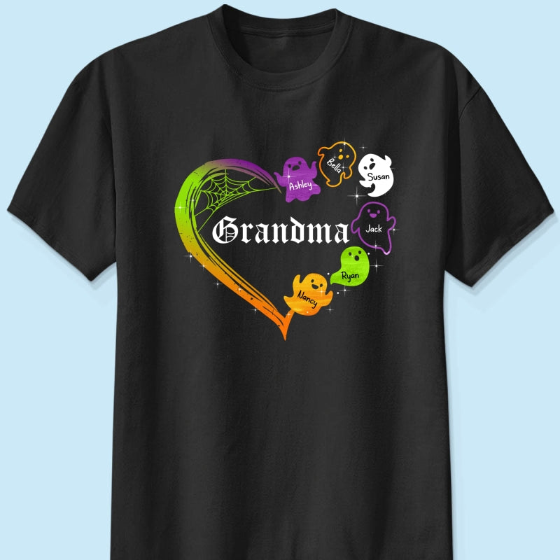 Grandma Boo Crew Heart Halloween Personalized Shirt