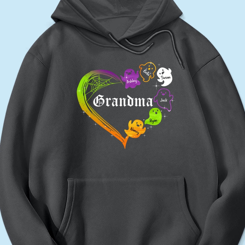 Grandma Boo Crew Heart Halloween Personalized Shirt