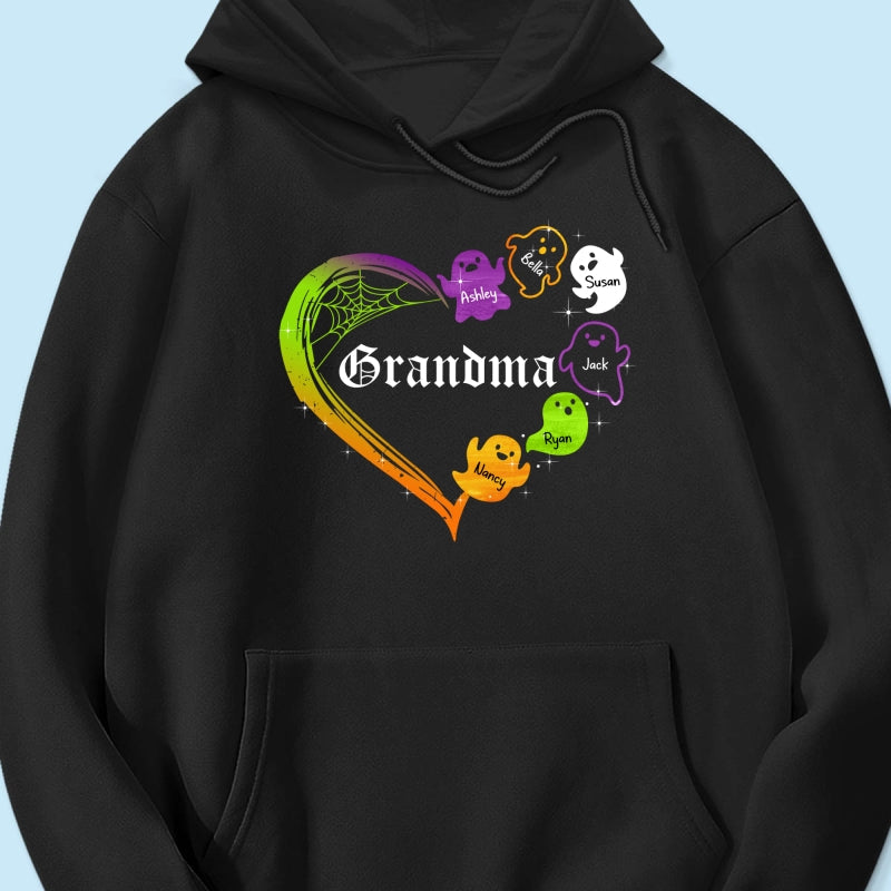 Grandma Boo Crew Heart Halloween Personalized Shirt