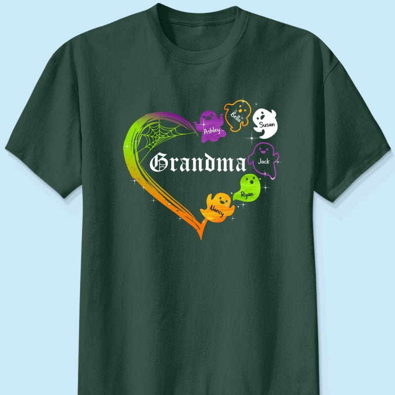 Grandma Boo Crew Heart Halloween Personalized Shirt