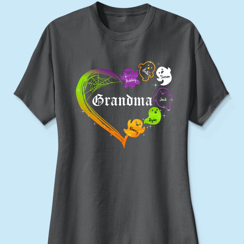 Grandma Boo Crew Heart Halloween Personalized Shirt