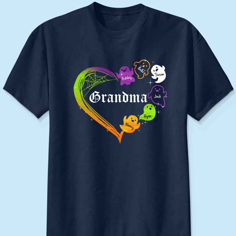 Grandma Boo Crew Heart Halloween Personalized Shirt