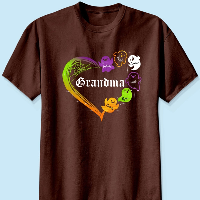 Grandma Boo Crew Heart Halloween Personalized Shirt