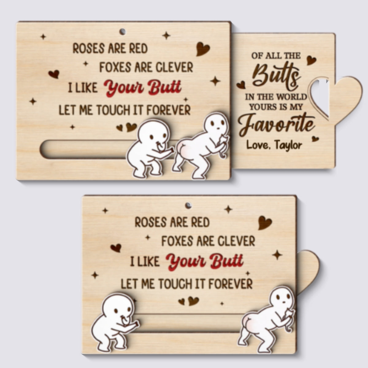 I Like Your Butt Funny Inappropriate Couple - Personalized Wooden Slider Ornament - Valentine's Day Gift For Him, For Her