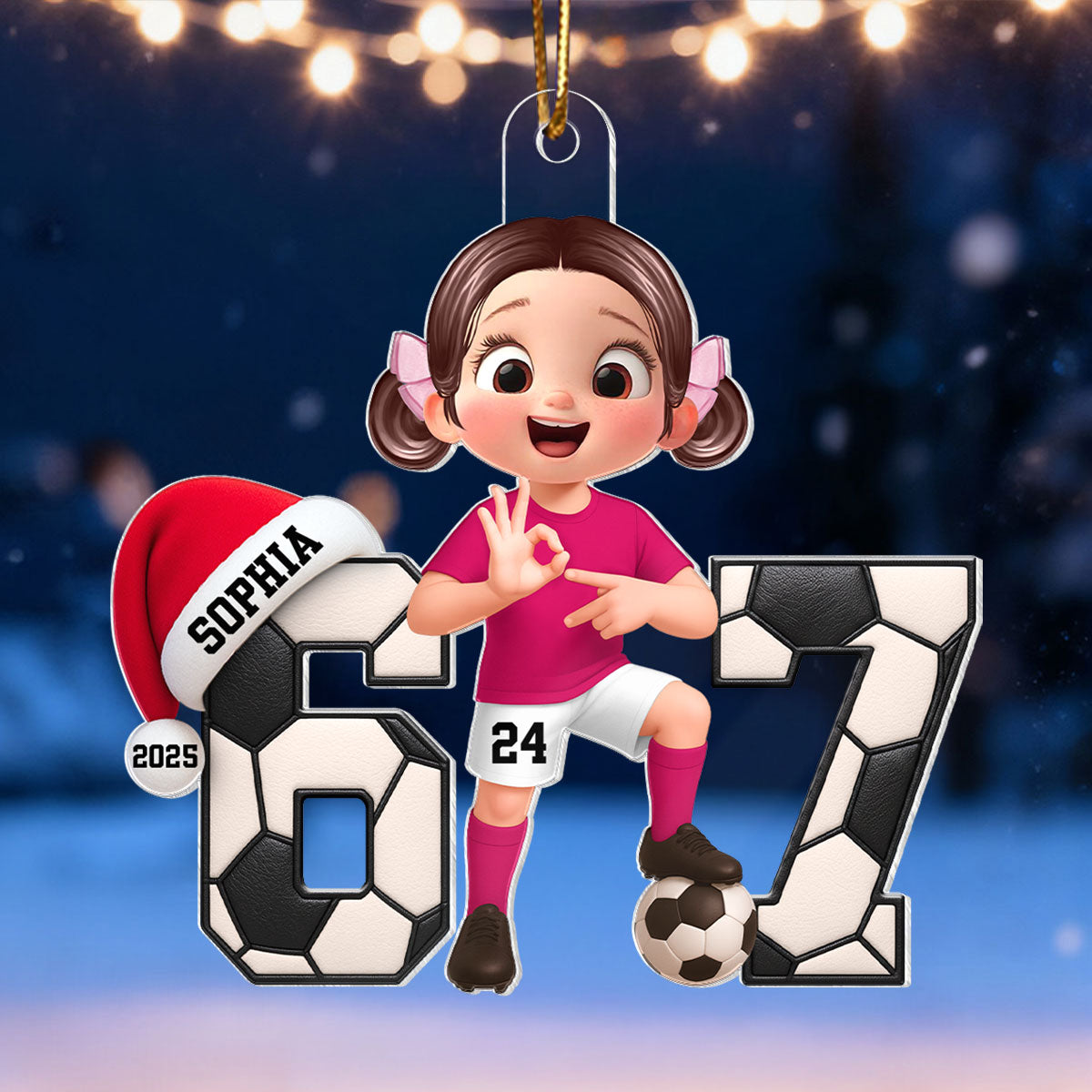 Soccer Boy Girl Custom Six Seven 67 - Personalized Acrylic Ornament - Teen Slang Funny Tree Decor, Funny Teen Grandkid Gift