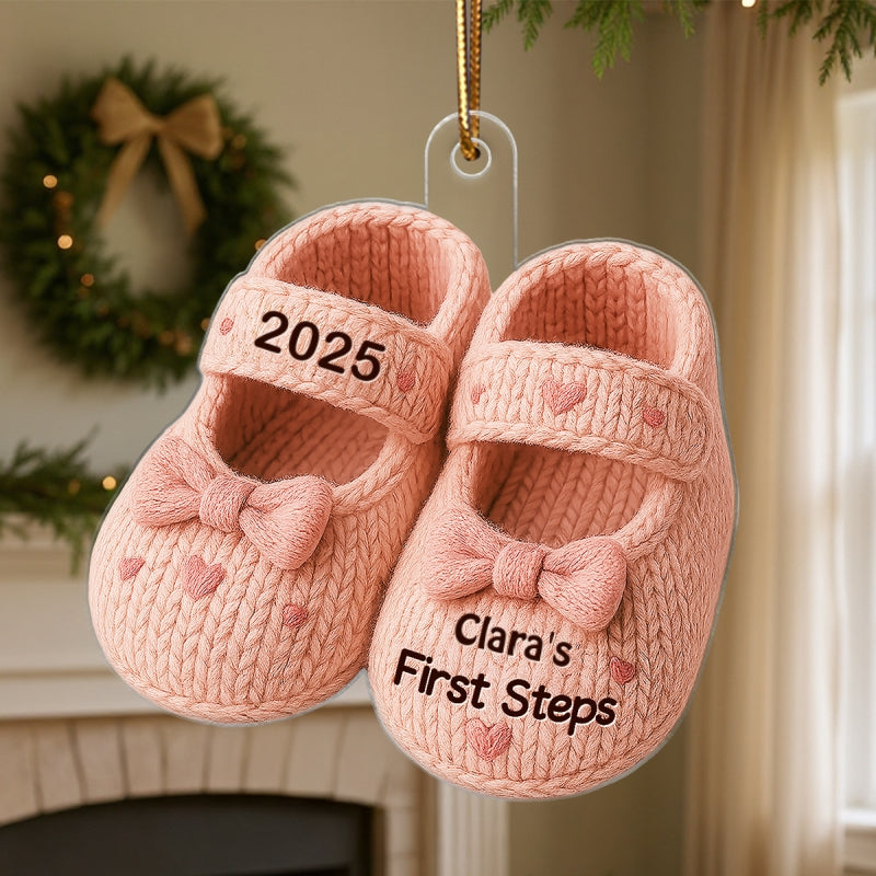 Baby First Step First Christmas Christmas Personalized Flat Acrylic Ornament
