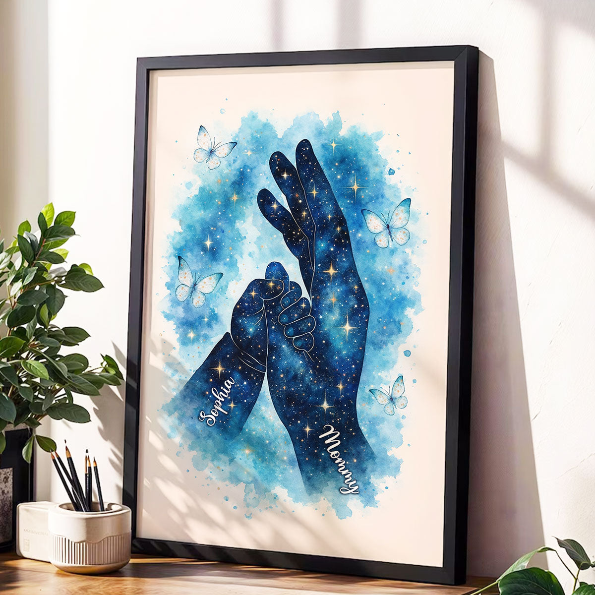 Kids Holding Mom Hand - Personalized Poster - Heartfelt Mother's Day Gift for Mom, Wife