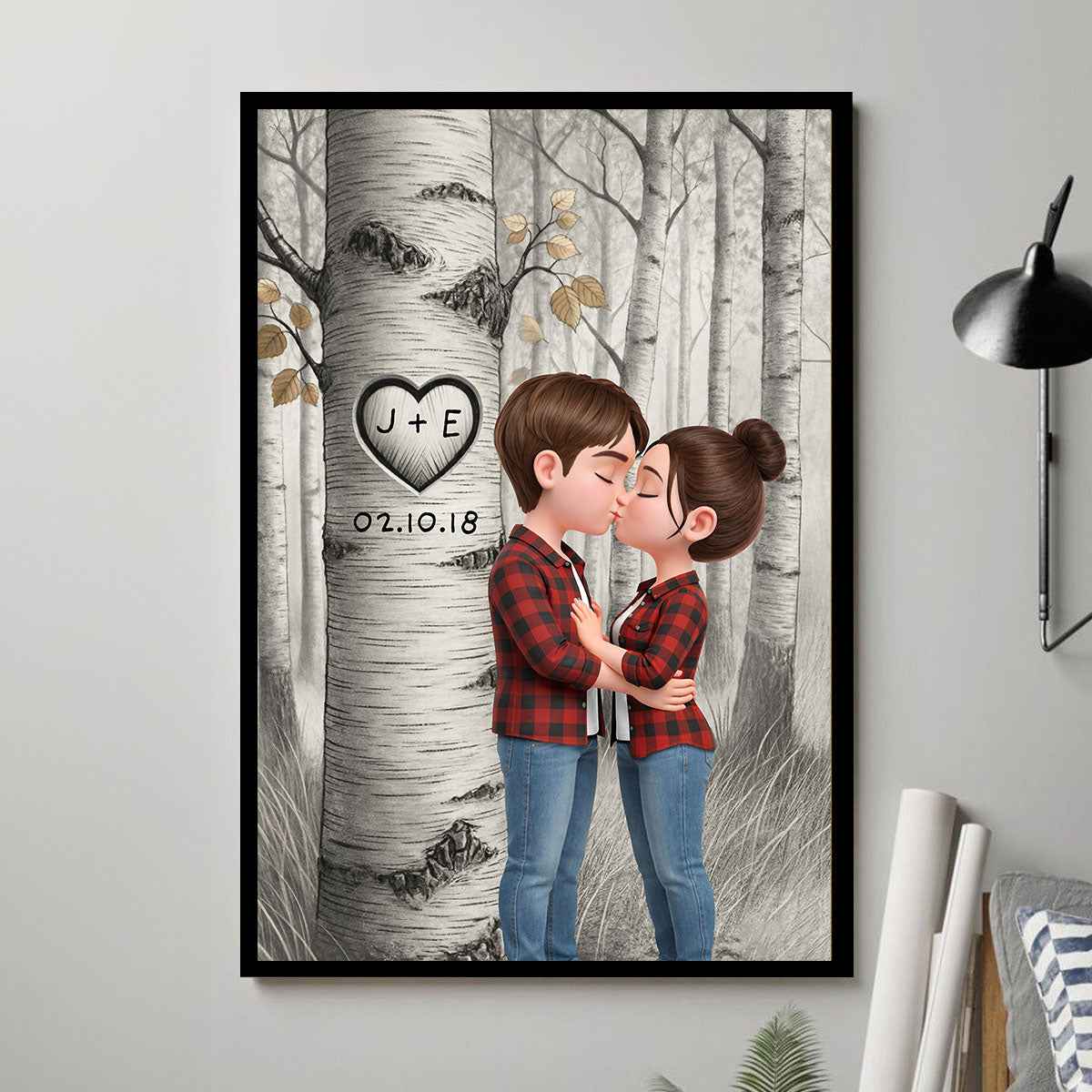 Love Tree Romantic Couple - Personalized Poster - Anniversary, Valentine's Day Gift, Gift For Him, Gift For Her
