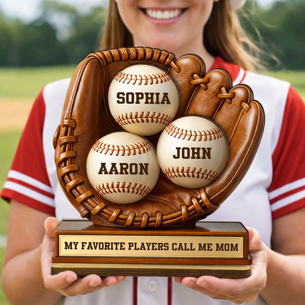 My Favorite Players Call Me Mom - Personalized 2-Layered Wooden Plaque - Sentimental Keepsake, Mother's Day Gift for Mom, Wife