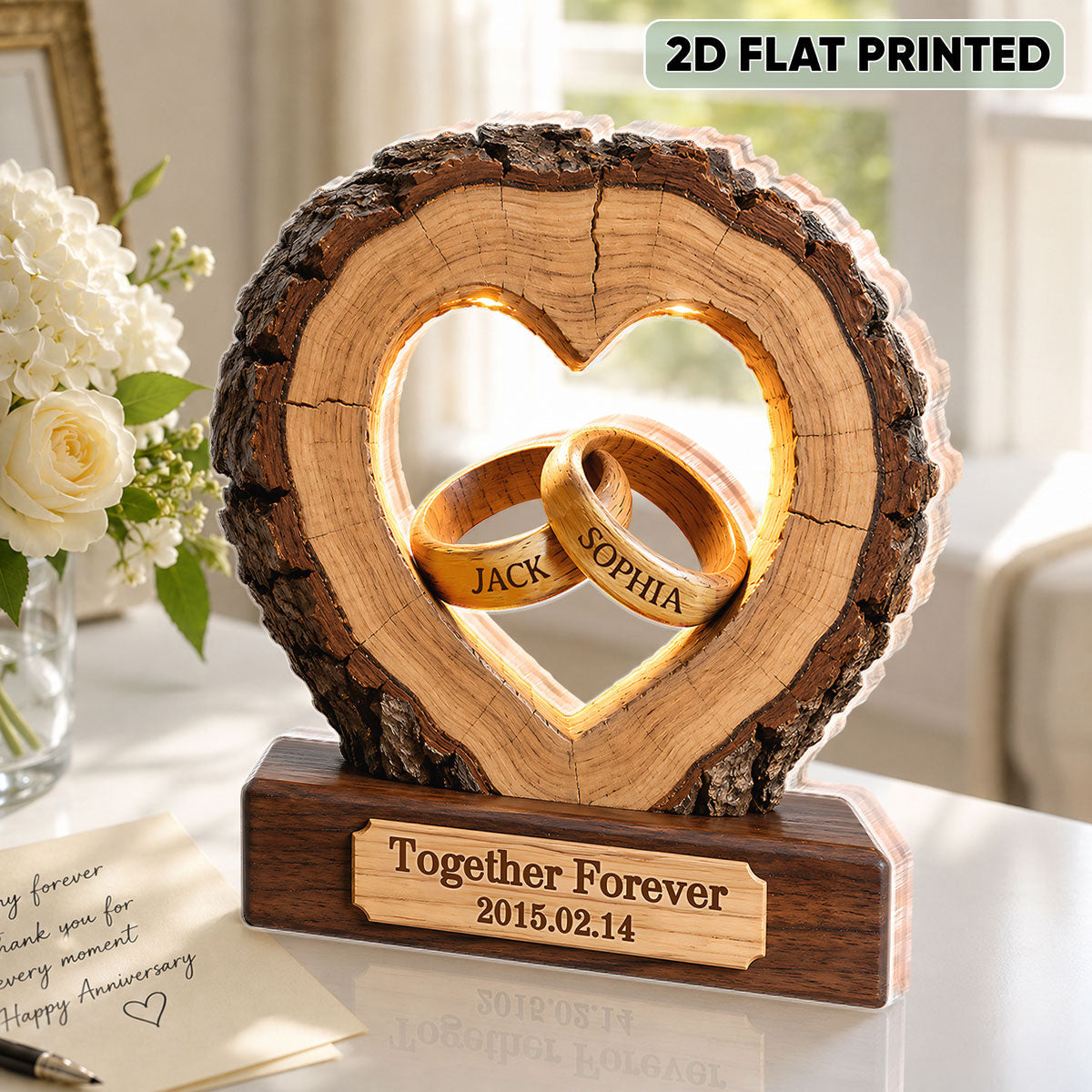 Together Forever Couple Anniversary 2D Flat Plaque - Personalized Acrylic Block Plaque - Heartfelt Gift for Her, for Him