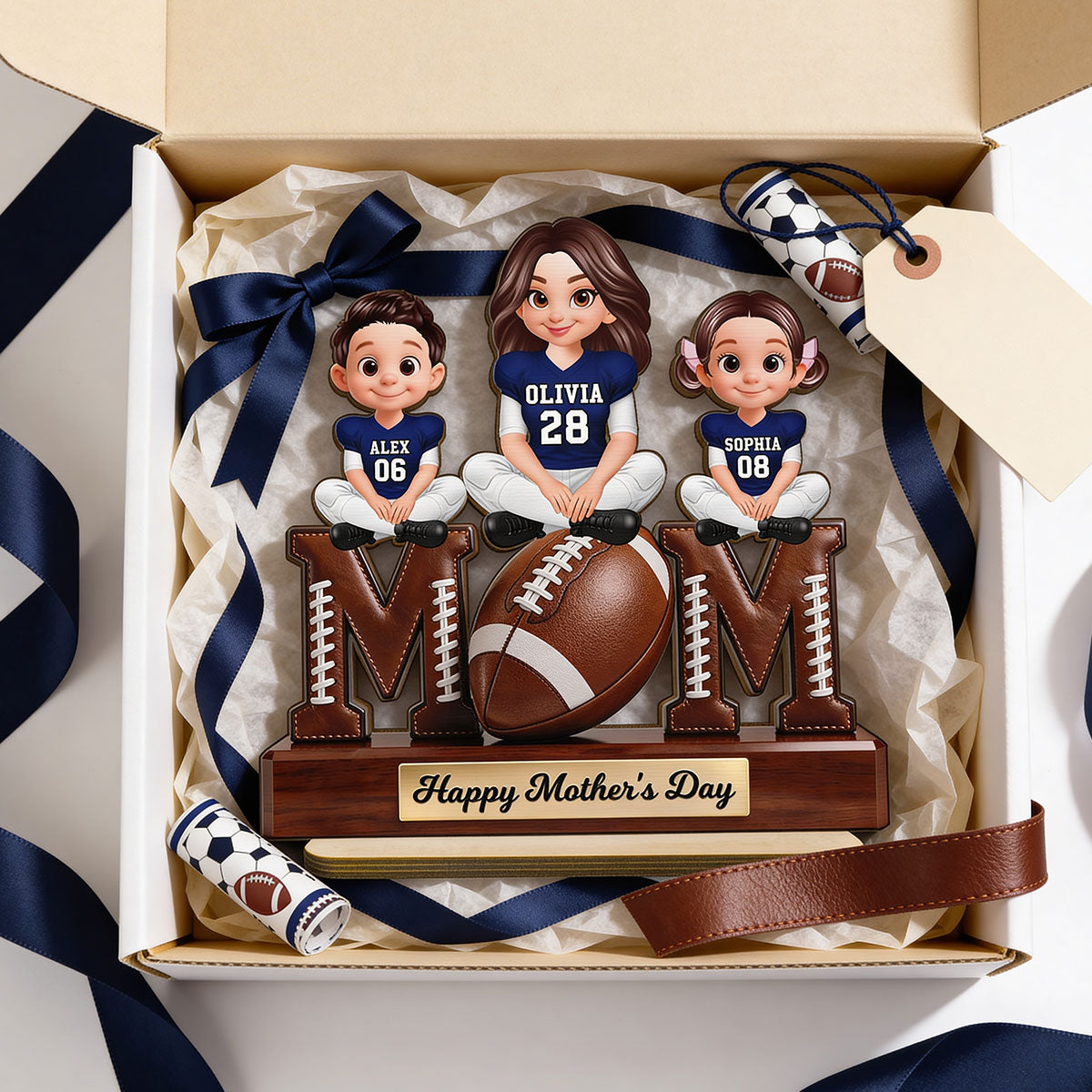 American Football We Scored A Touchdown Getting You As Mom - Personalized 2-Layered Wooden Plaque - Mother's Day Gift For Mom