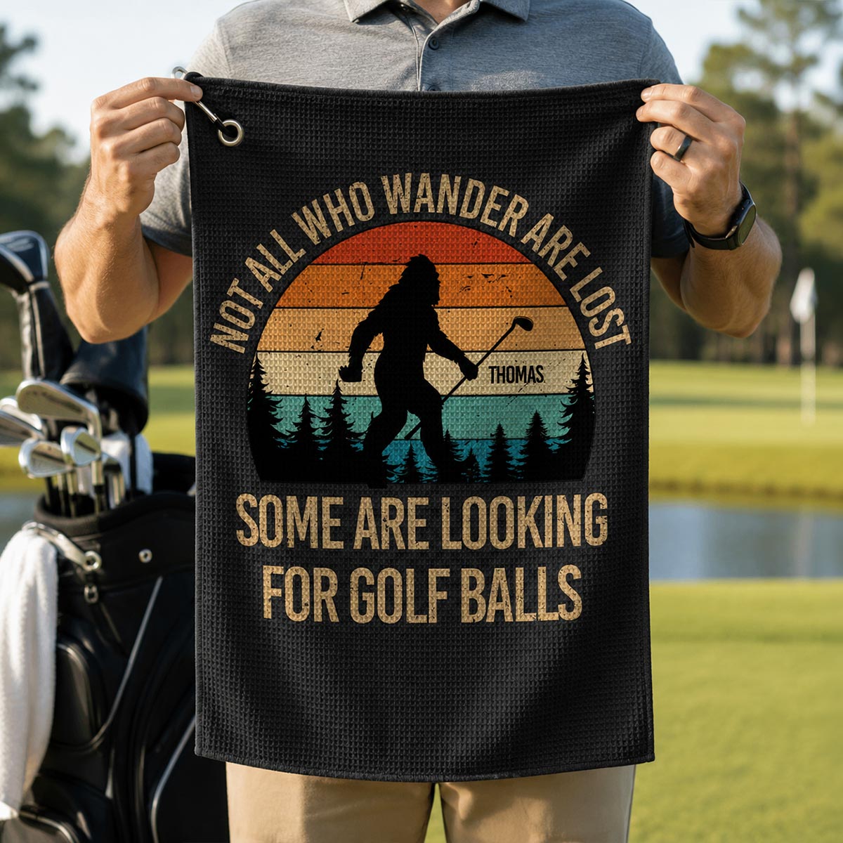 Wanders Looking For Golf Balls - Personalized Golf Towel - Funny Gift For Golf Lovers, Husband, Dad, Grandpa