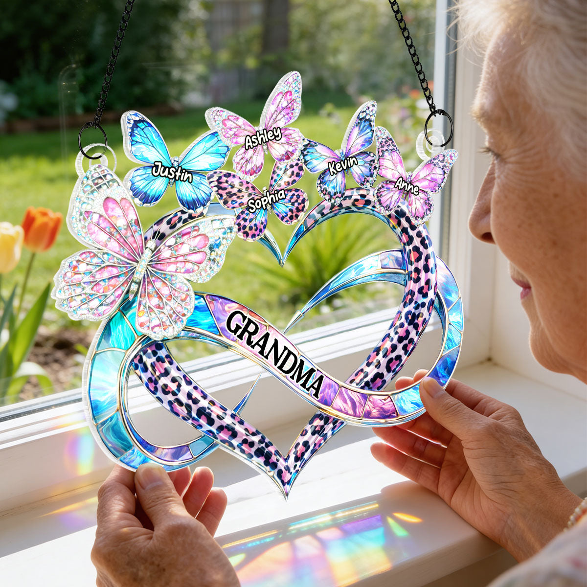 Mom Grandma Heart Infinity - Personalized Suncatcher - Sentimental Mother's Day Gift for Grandma, Mom, Wife
