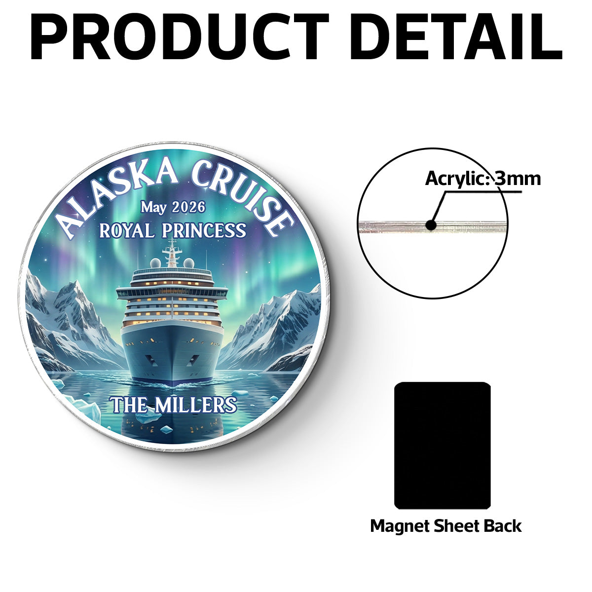 Alaska Cruise Custom Name - Personalized Cruise Cabin Door Magnet - Cruise Trip Keepsake