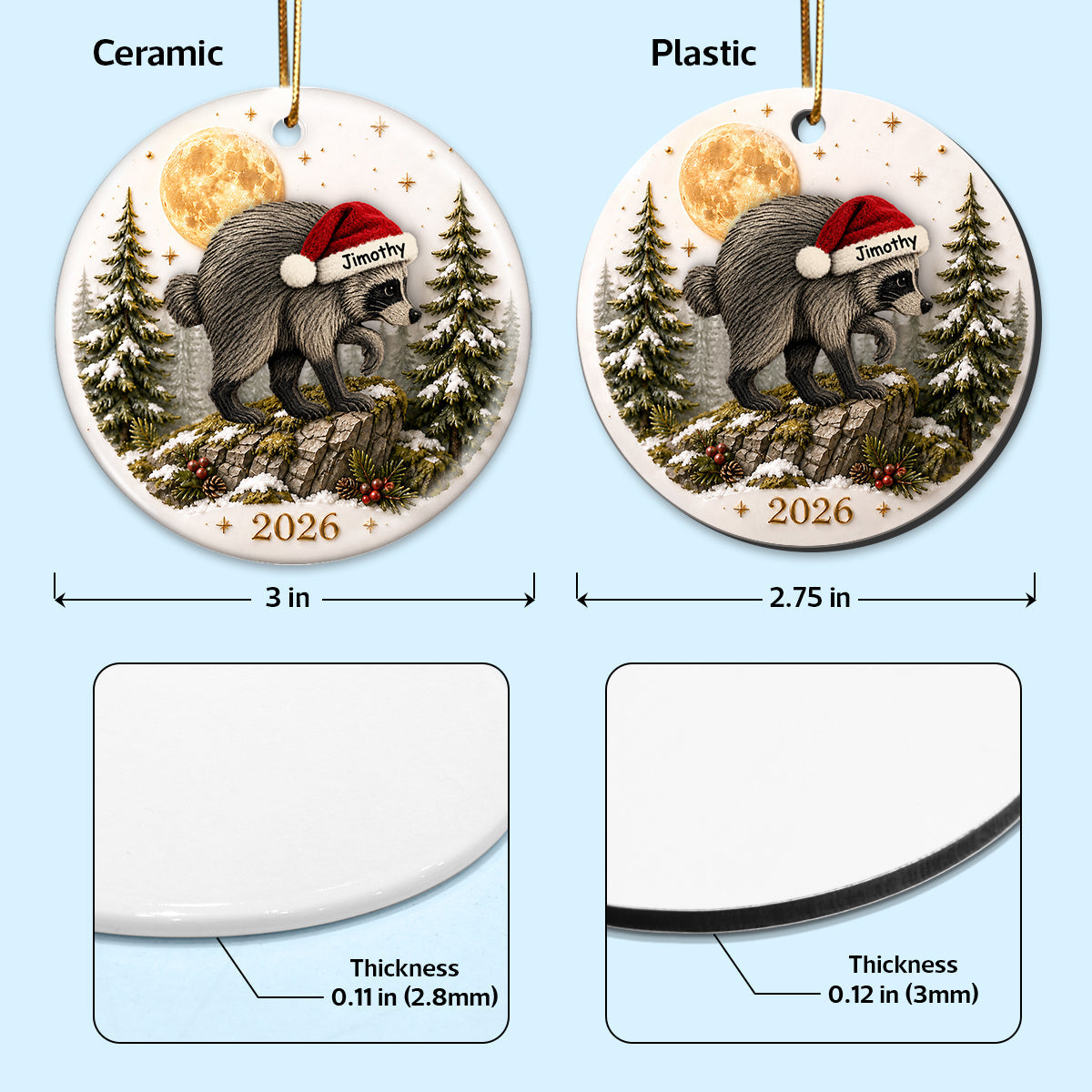Lovable Viral Jimothy Raccoon Ceramic Ornament - Trending 2026 Keepsake