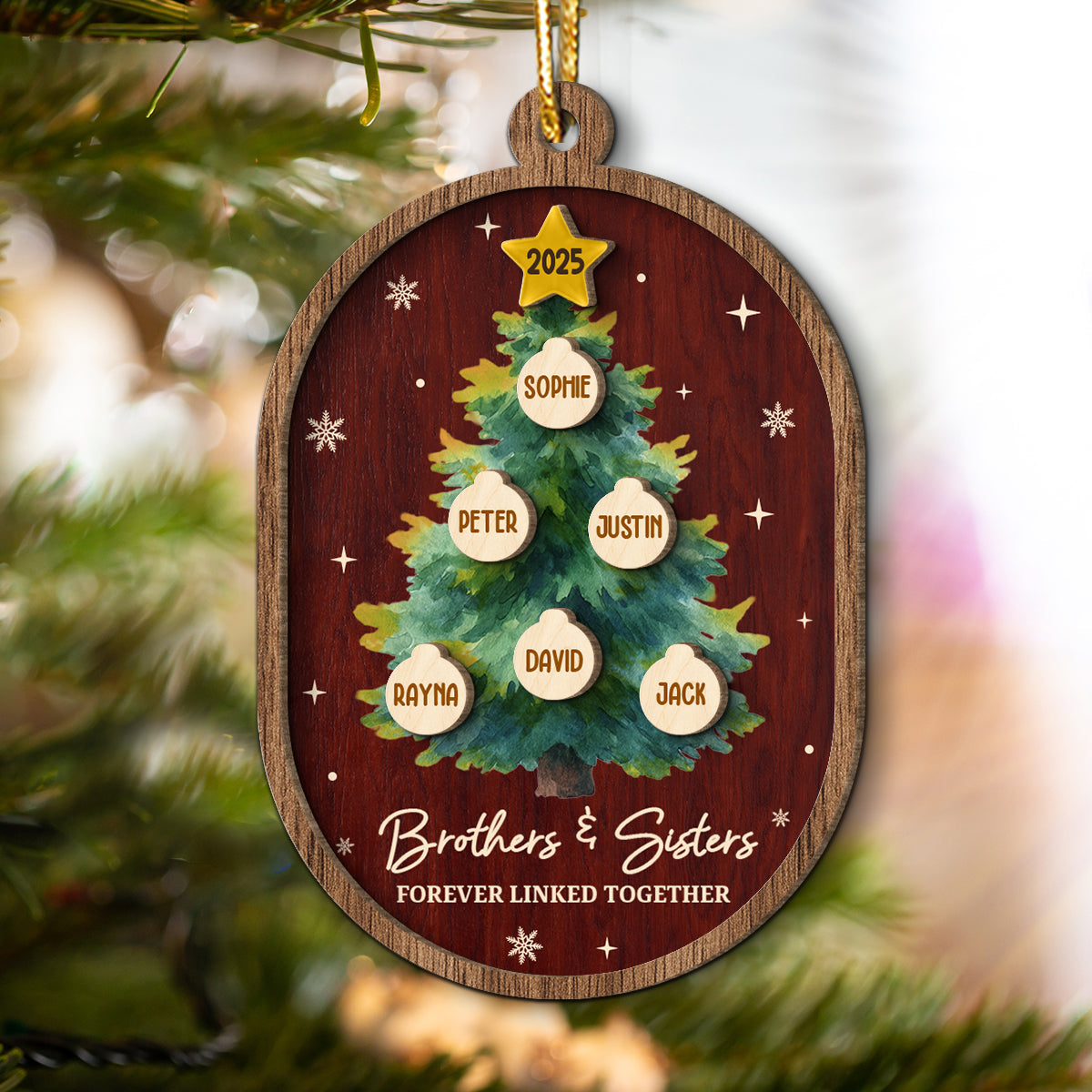 Siblings Forever Christmas Tree Ornaments - Personalized Wooden Ornament - Christmas Gift for Siblings