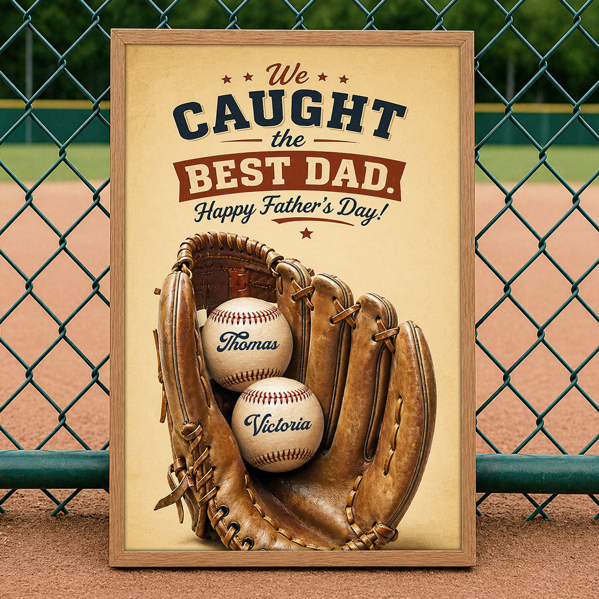 Baseball Print We Caught the Best Dad - Personalized Poster - Father's Day Gift for Dad, Husband