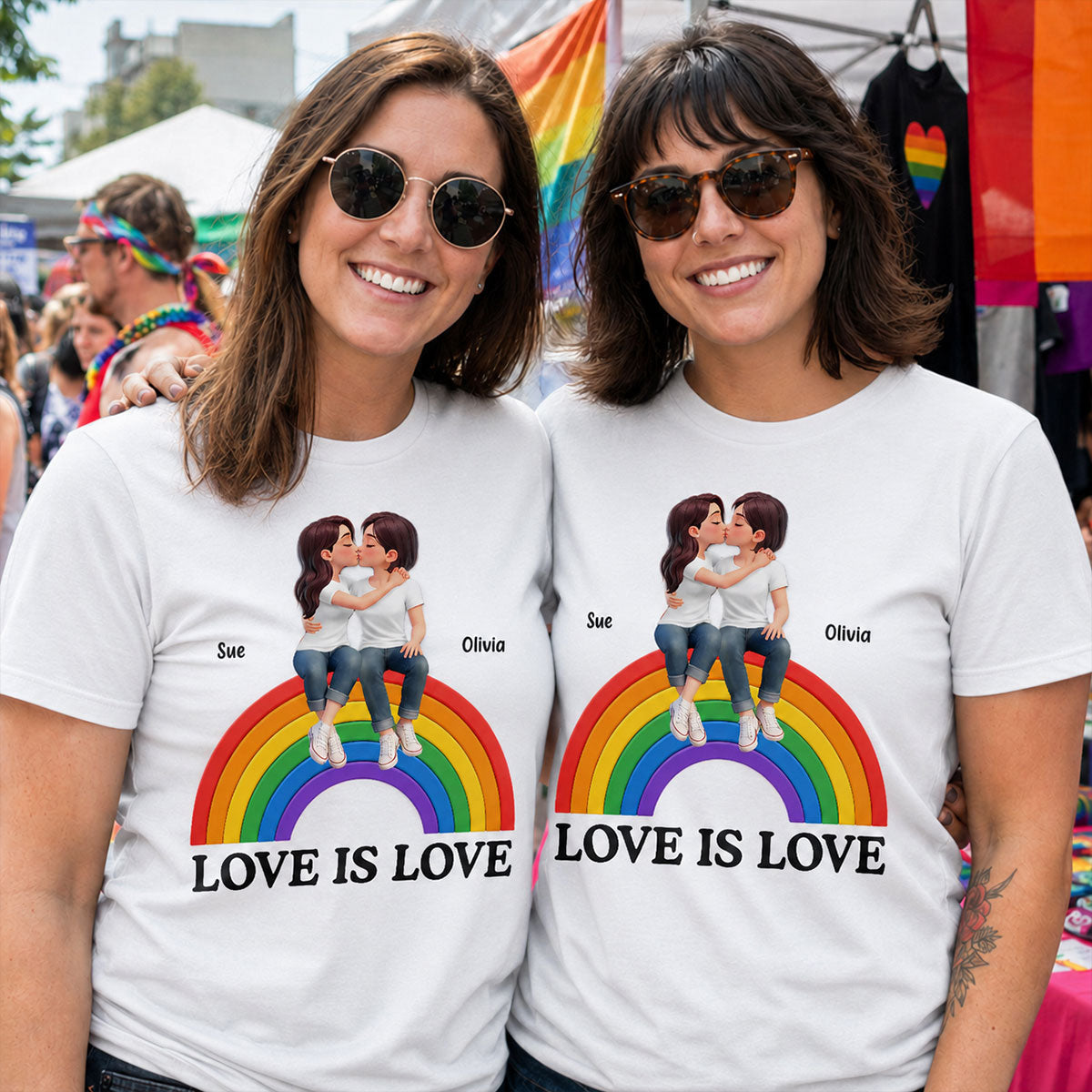 LGBT+ Couple Love Is Love - Personalized Shirt - Matching Shirts For Couple, Happy Pride Month