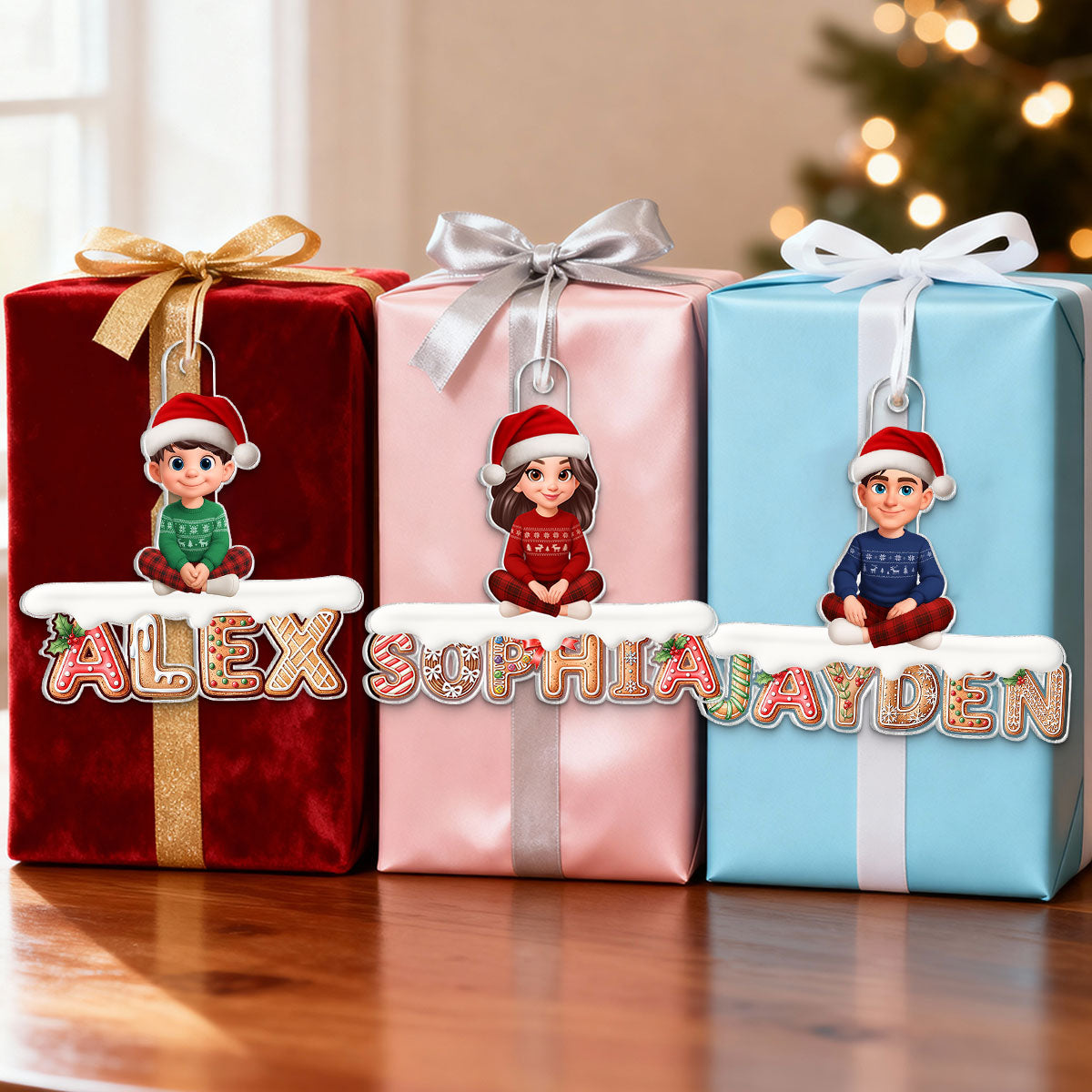 3D Effect Gingerbread Family Member Name - Personalized Acrylic Ornament - Gift For Family