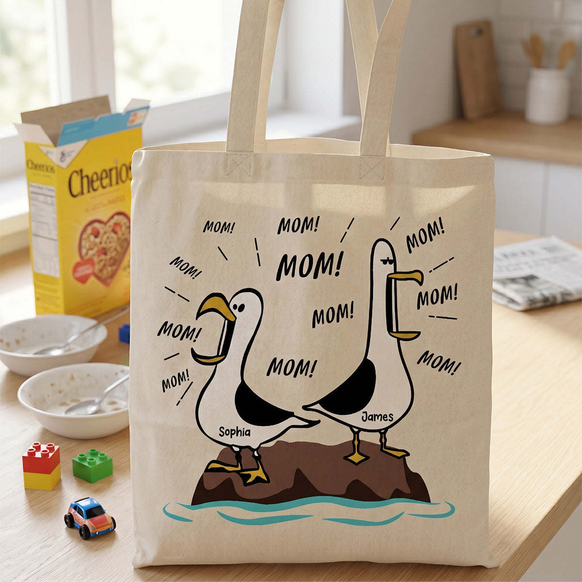 Seagull Mom Mom Mom - Personalized Tote Bag - Funny Mother's Day Gift For Mom