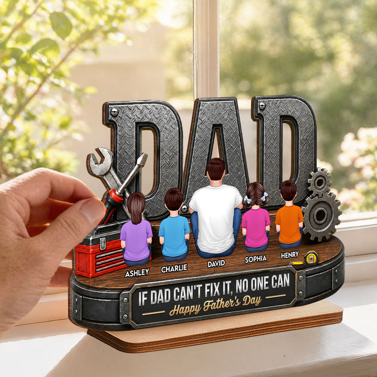 If Dad Can't Fix It No One Can - Personalized 2-Layered Wooden Plaque -  Gift For Dad, Husband, DIY Dad, Handyman