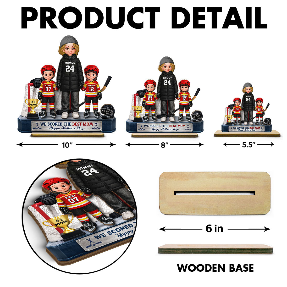 We Scored The Best Hockey Mom - Personalized 2-Layered Wooden Plaque - Mother's Day Gift For Hockey Mom, Gift For Wife