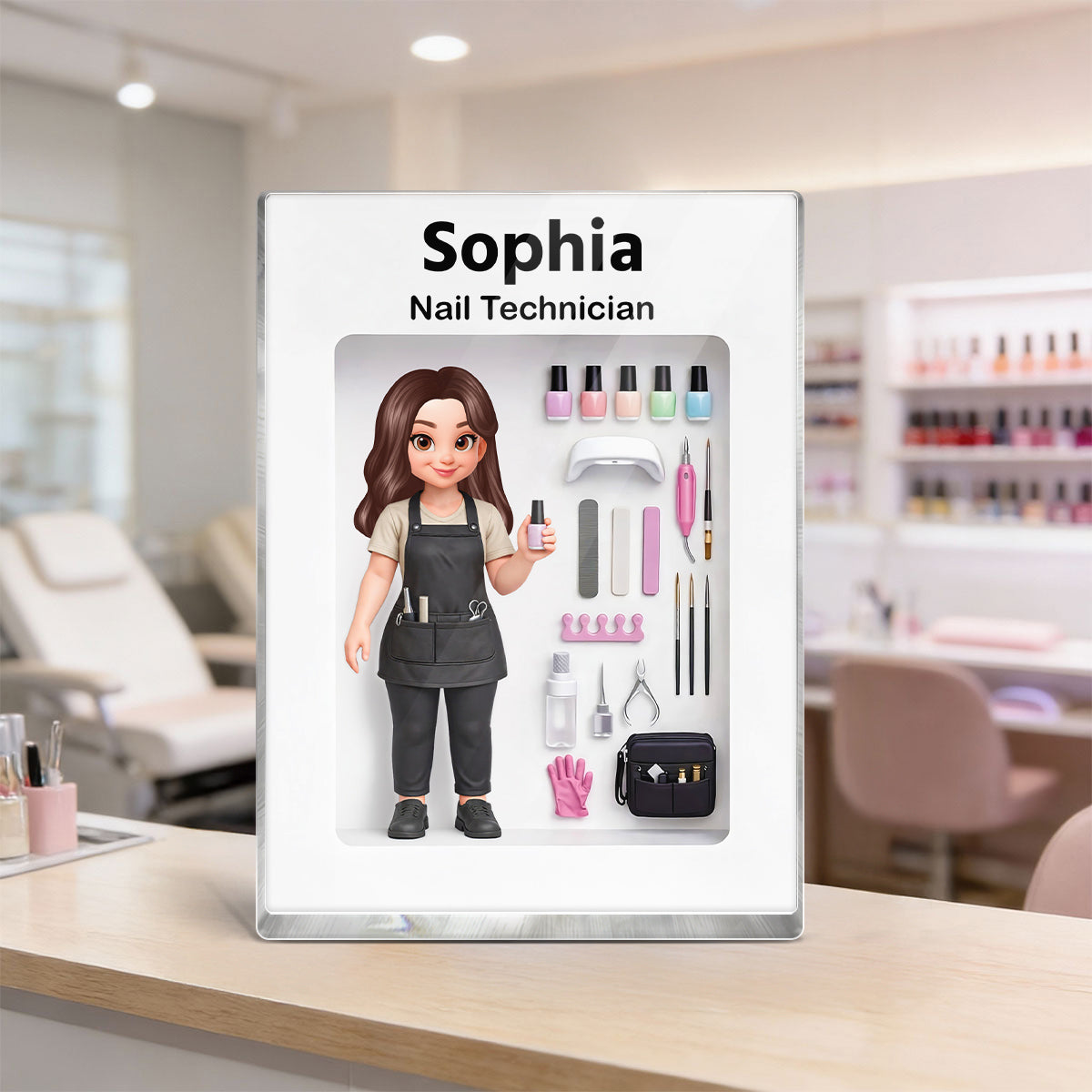 Nail Technician 3D Action Figure - Personalized Acrylic Block Plaque - Gift for Nail Technician