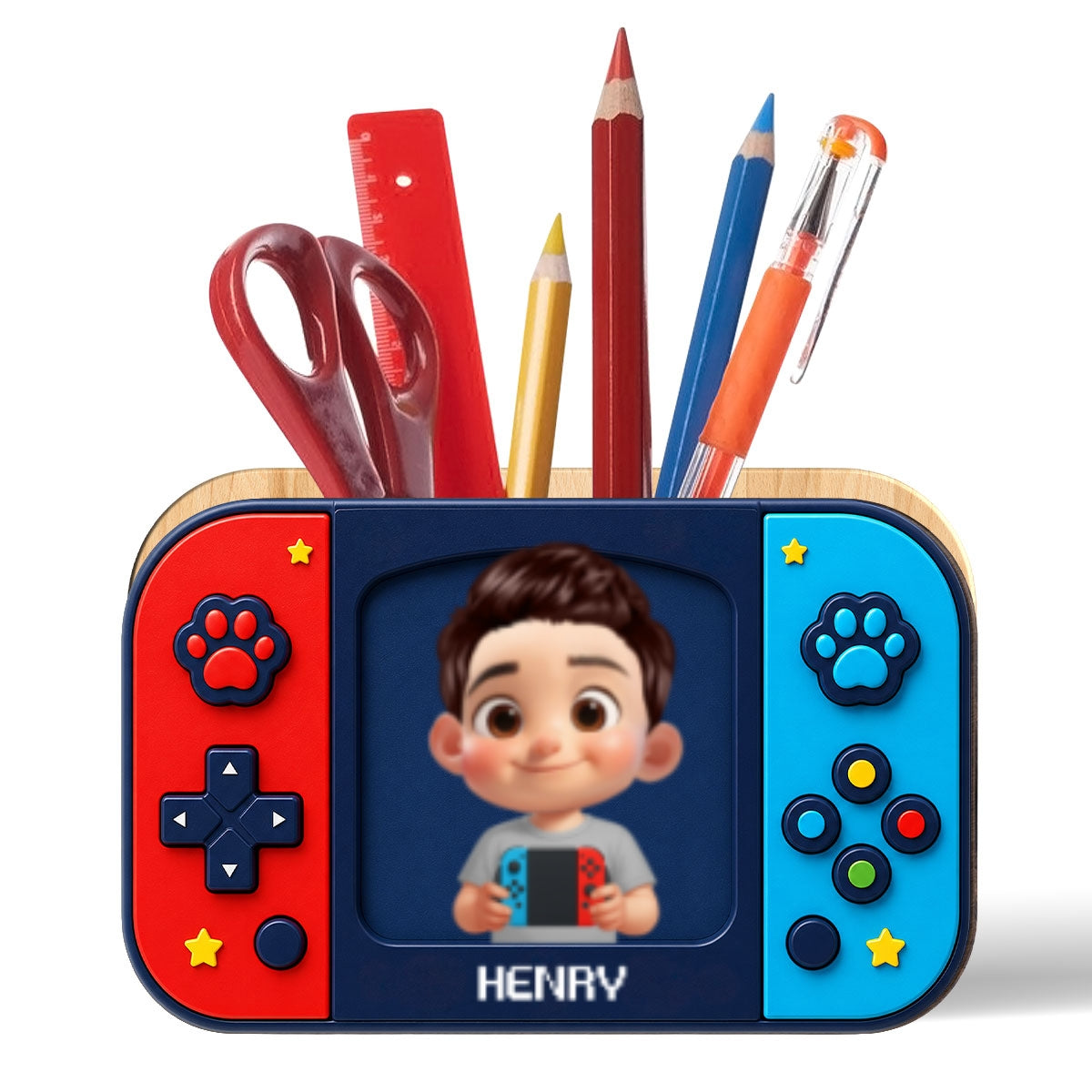 Happy Gamer - Personalized Pencil Holder - Back To School Gift For Kid, Girl, Boy