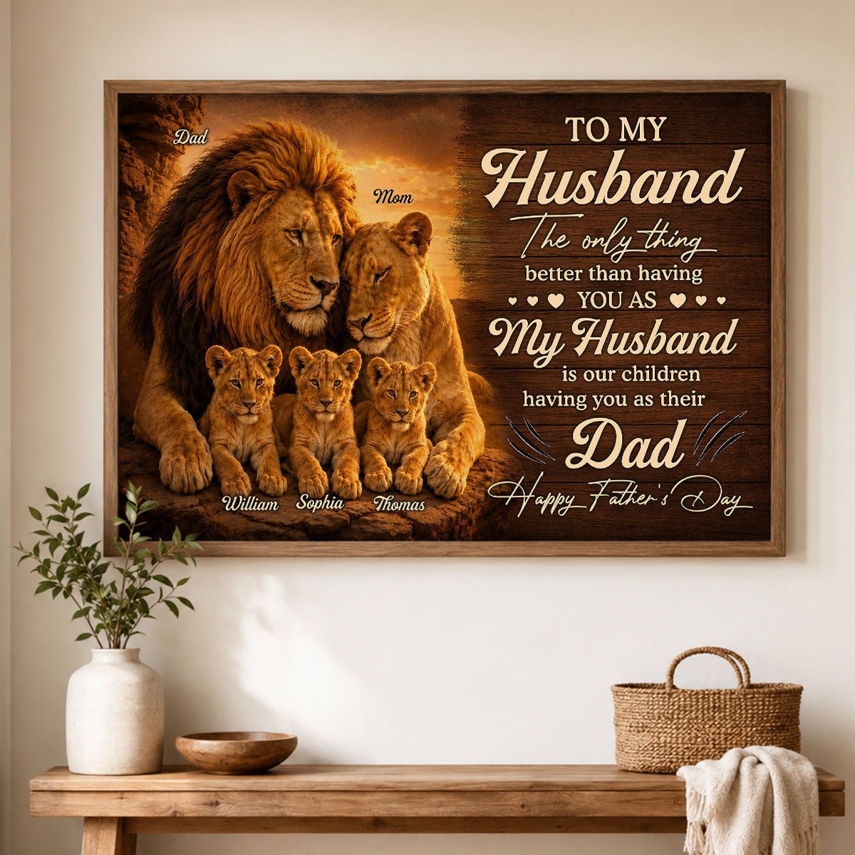 Lion Family The Only Thing - Personalized Poster - Father's Day Gift For Husband, Dad