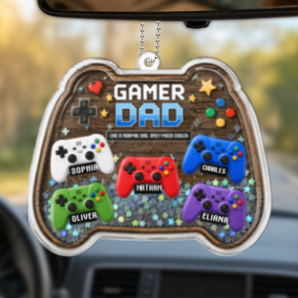 Gamer Dad - Personalized Car Shaker Ornament - Father's Day Gift For Gamer Dad, Car Decoration