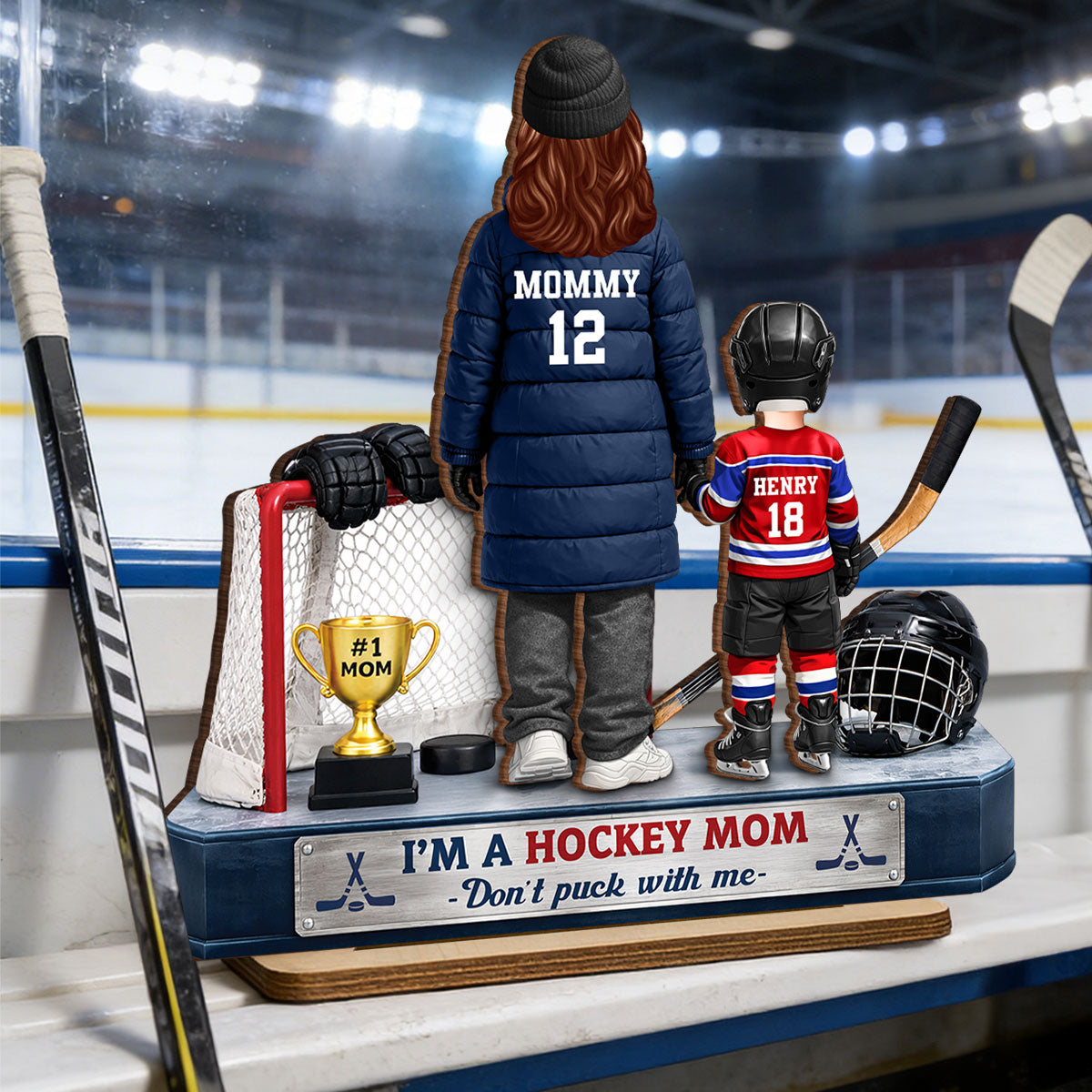 I'm A Hockey Mom And Kids - Personalized 2-Layered Wooden Plaque - Mother's Day Gift for Hockey Mom