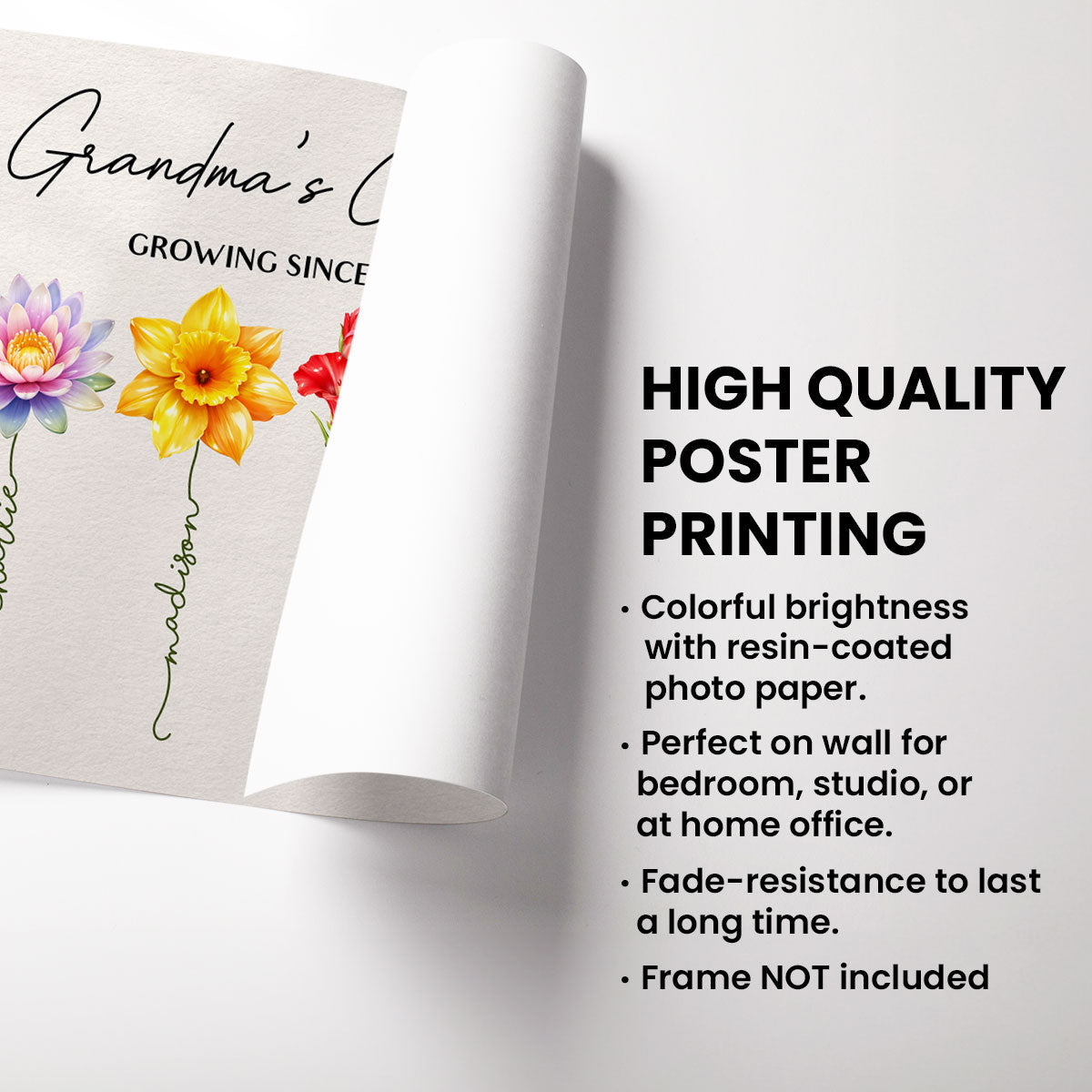 Grandma Garden Custom Birth Month Flower - Personalized Poster - Sentimental Gift for Grandma
