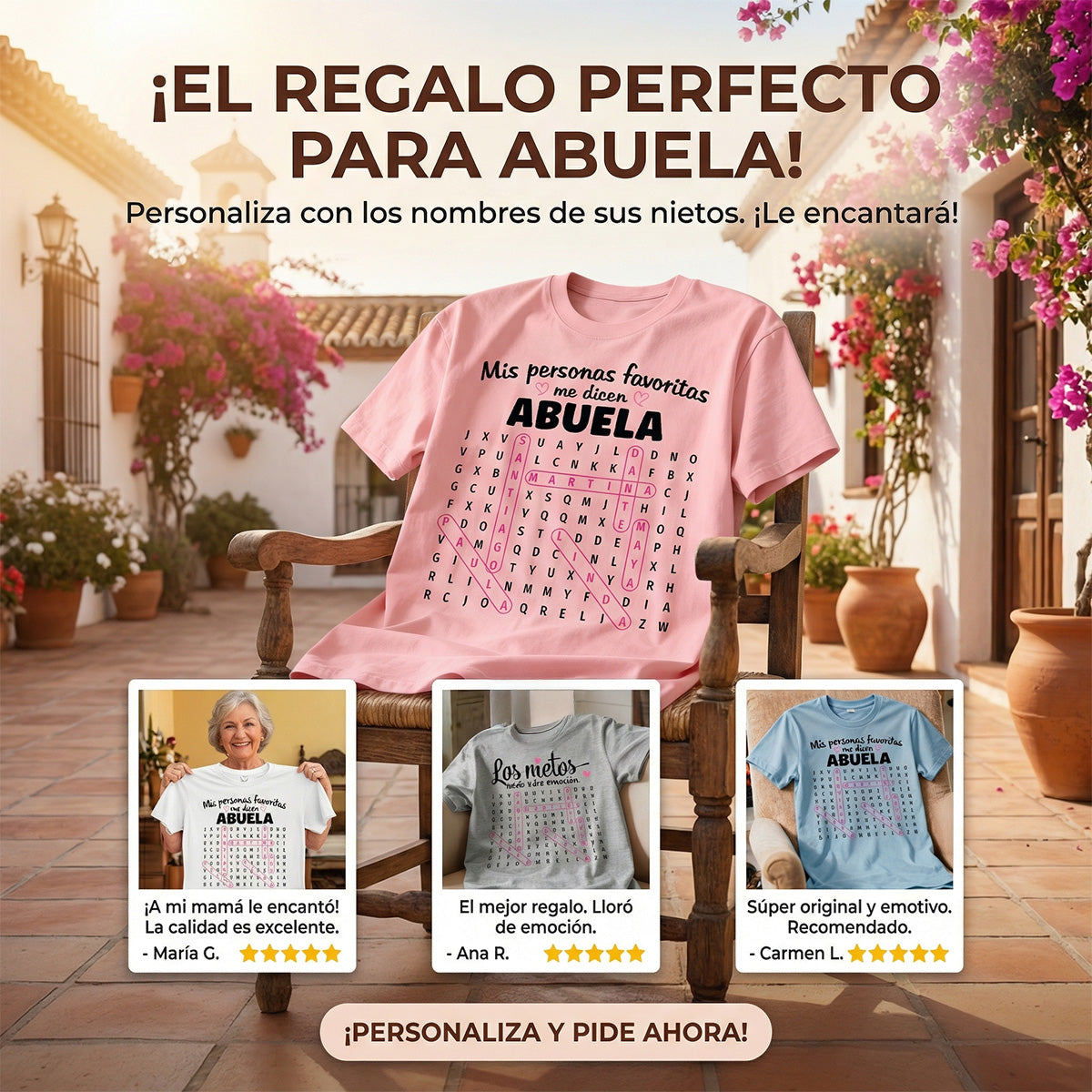 My Favorite People Call Me Abuela Word Search Puzzle - Personalized Shirt - Gift For Spanish Grandma