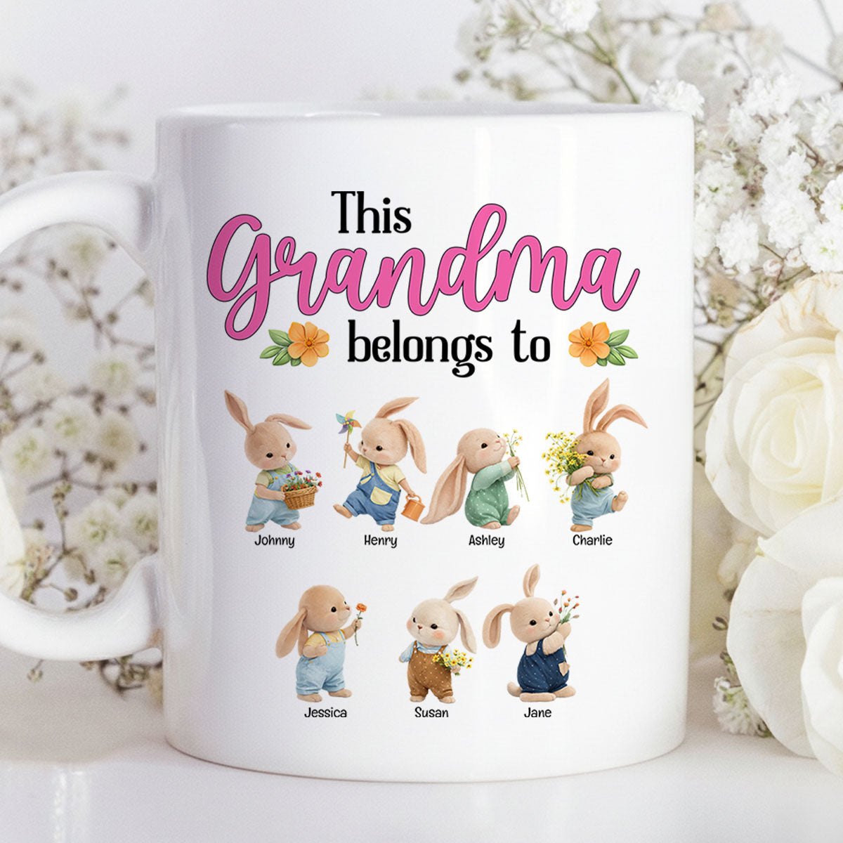 This Grandma Belongs To - Personalized Mug - Easter Gift For Grandma