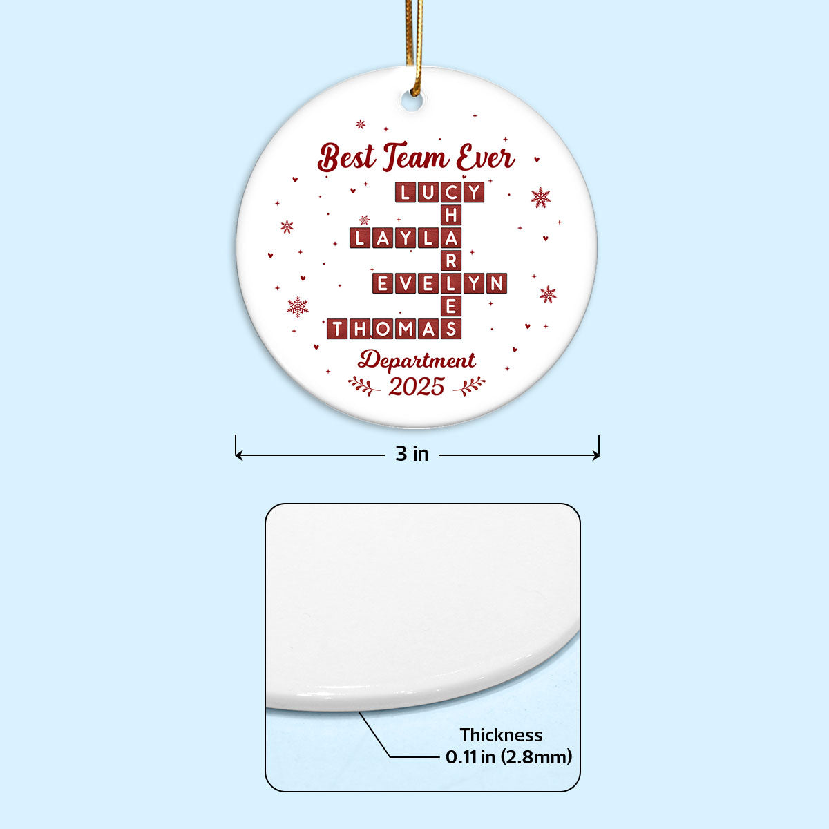 Best Team Ever Crossword Puzzle - Personalized Ceramic Ornament - Coworkers, Colleagues Gift Exchange