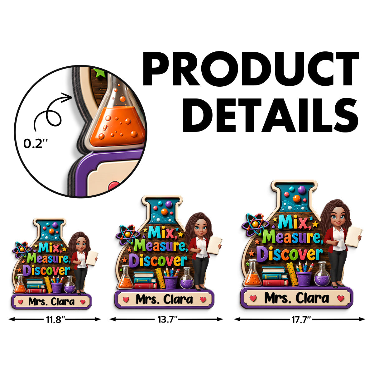 Mix Measure Discover Classroom - Personalized Wood Sign - Back To School Gift For Teacher, Classroom Decor